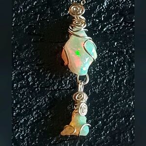 Elegant Ethiopian Opal Pendant Sterling Silver New